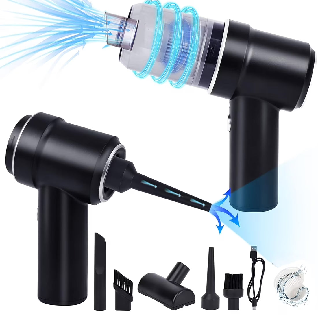 Handheld Vacuum Cordless, 8000PA Powerful Cyclonic Suction Vacuum Cleaner Duster, Car Vacuum Cleaner High Power, Portable Quick Charge Hand Vacuum with Washable HEPA Filter for Car