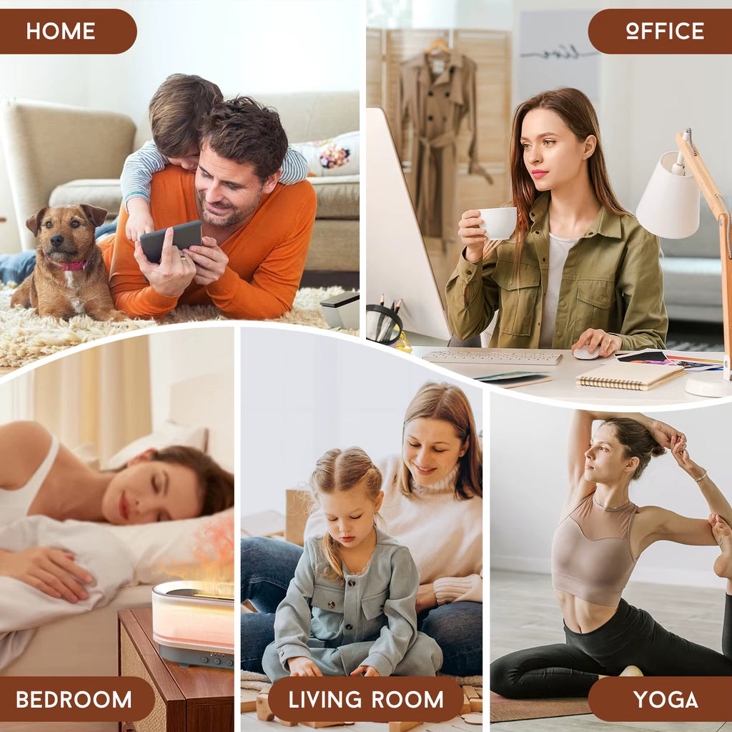 Air Humidifier Flame Essential Oils Humidifiers Home Aroma Humidifier Automatic Fragrance Diffuser with LED Light