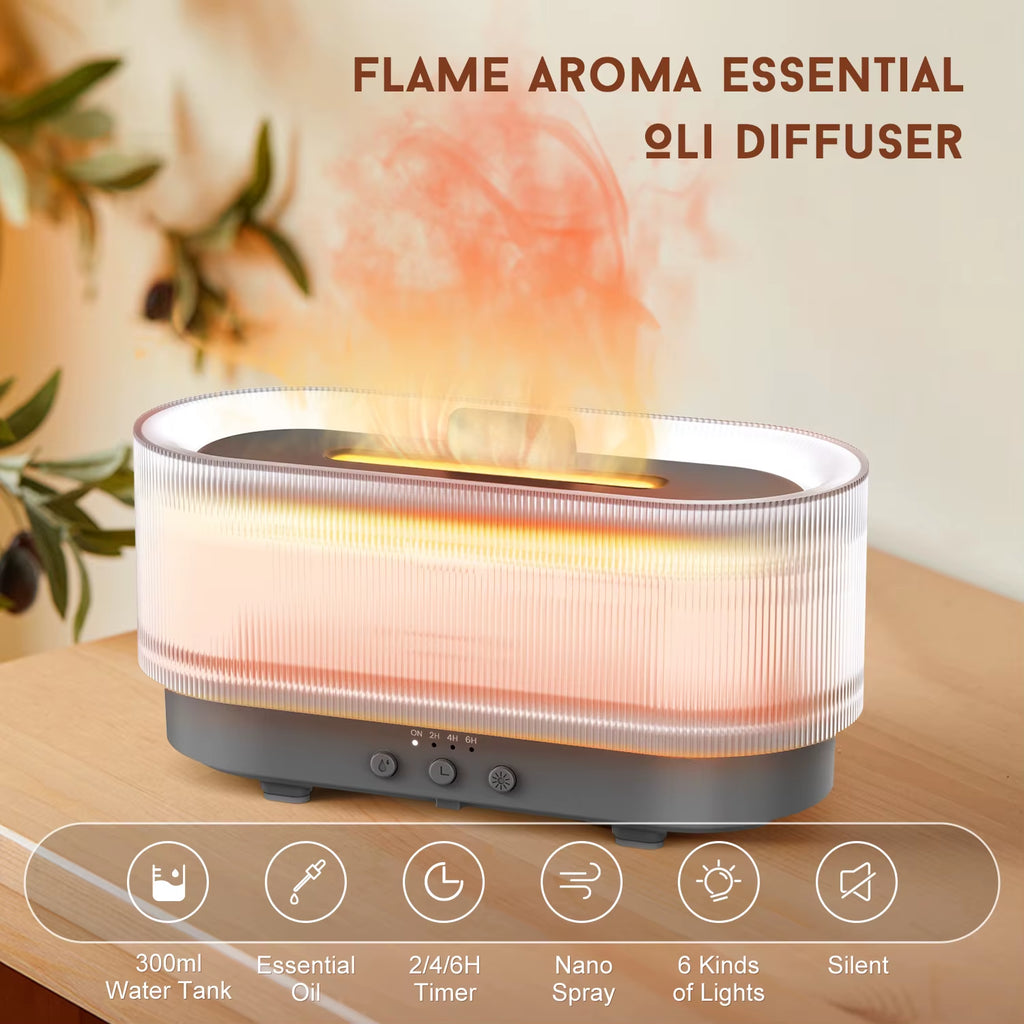 Air Humidifier Flame Essential Oils Humidifiers Home Aroma Humidifier Automatic Fragrance Diffuser with LED Light