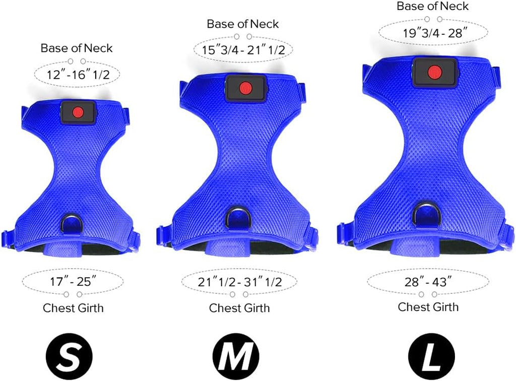 LED Dog Harness, Lighted up USB Rechargeable Pet Harness, Illuminated Reflective Glowing Dog Vest Adjustable Soft Padded No-Pull Suit for Small, Medium, Large Dogs (Blue, S)